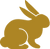 Gold icon in the shape of a rabbit.